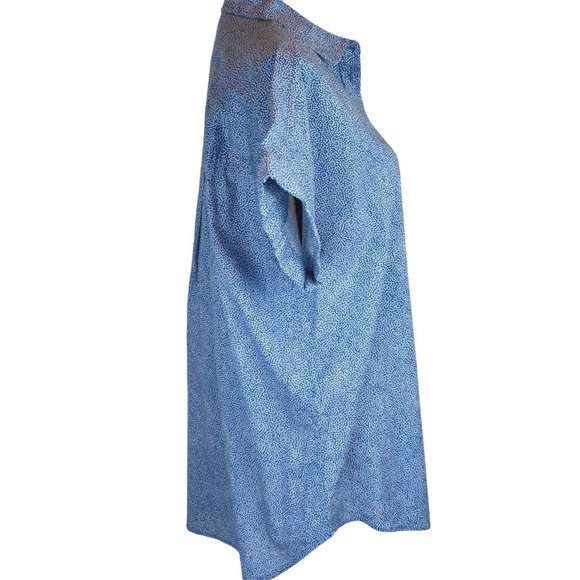 Goodthreads Cotton Short-Sleeve Tunic Button Down Shirt, Indigo Floral - Large - Picture 6 of 9